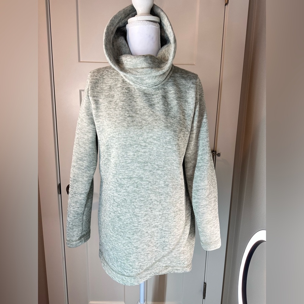 Lands' End Women's Cowl Neck Sweater - Soft Gray/sage green